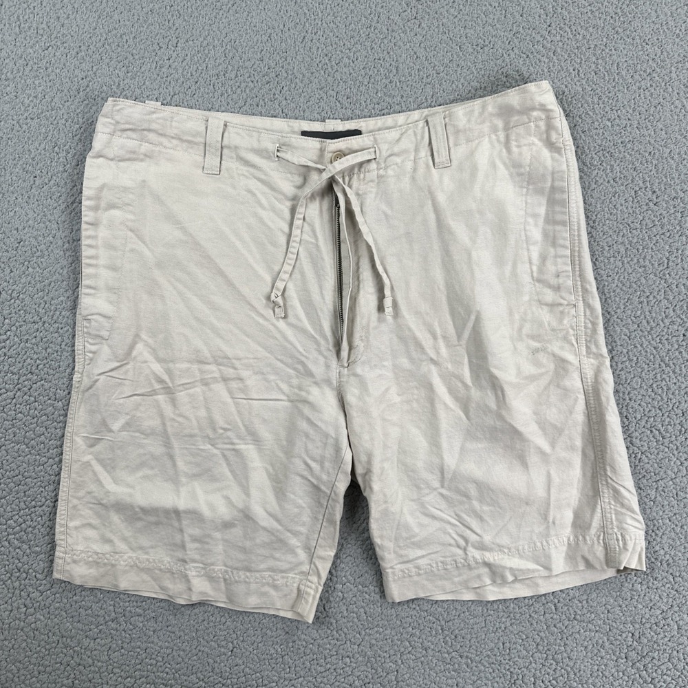 Banana Republic Linen Cotton Shorts Men 38 Beige Khaki Flap Pocket Breathable
